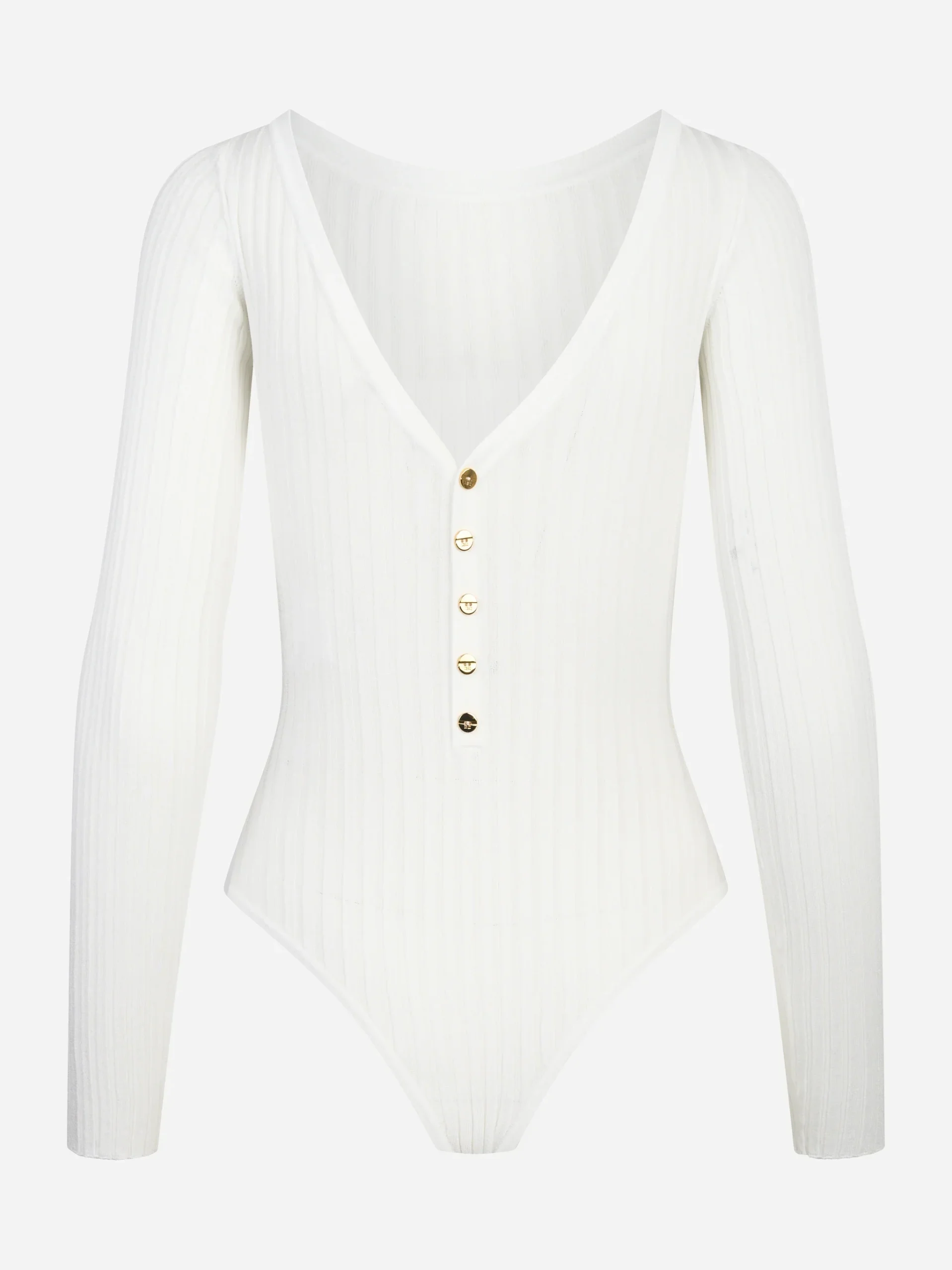 Body in maglia bianco con trasparenze - immagine 3