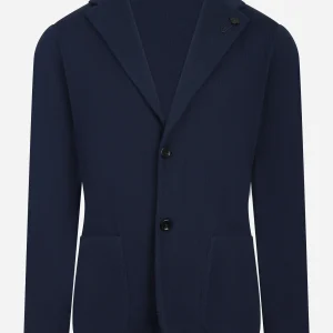 Giacca maglia blu in cotone