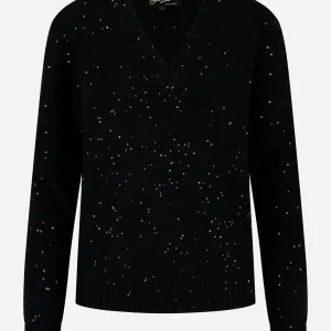 Maglia Elara scollo a v con paillettes Nera