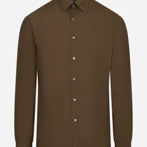 Camicia in pura seta marrone