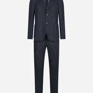 Abito monopetto in denim light blu