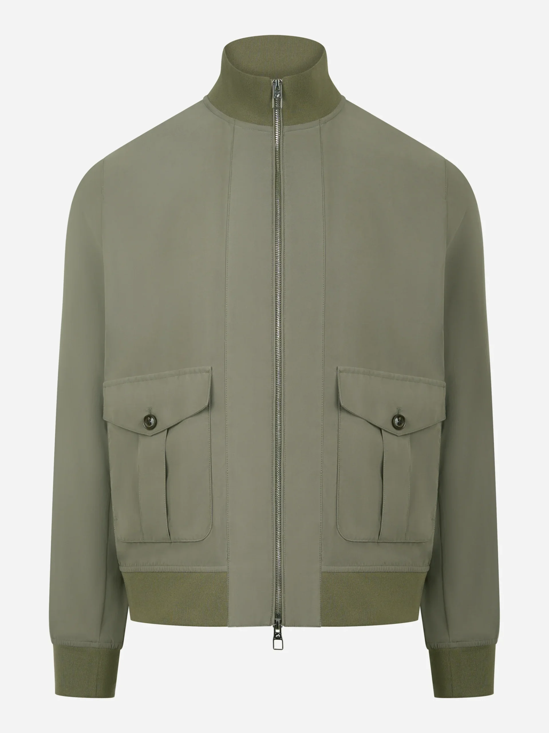 Bomber in nylon verde con zip - immagine 2