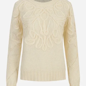 Maglia girocollo con inserti Bianca