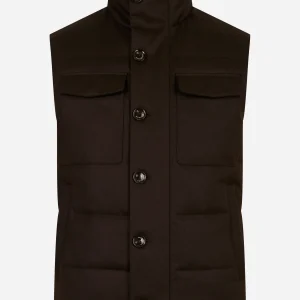 Gilet in lana con interno in piuma Marrone