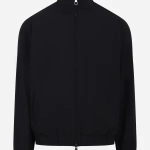 Bomber in nylon stretch blu