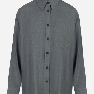Camicia over grigia in levantina di viscosa Grigia
