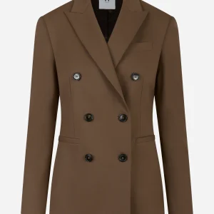 Blazer doppiopetto in lana bi-stretch Marrone