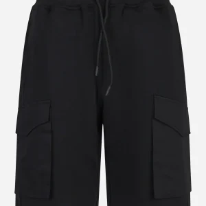 Shorts in jersey nero con tasche