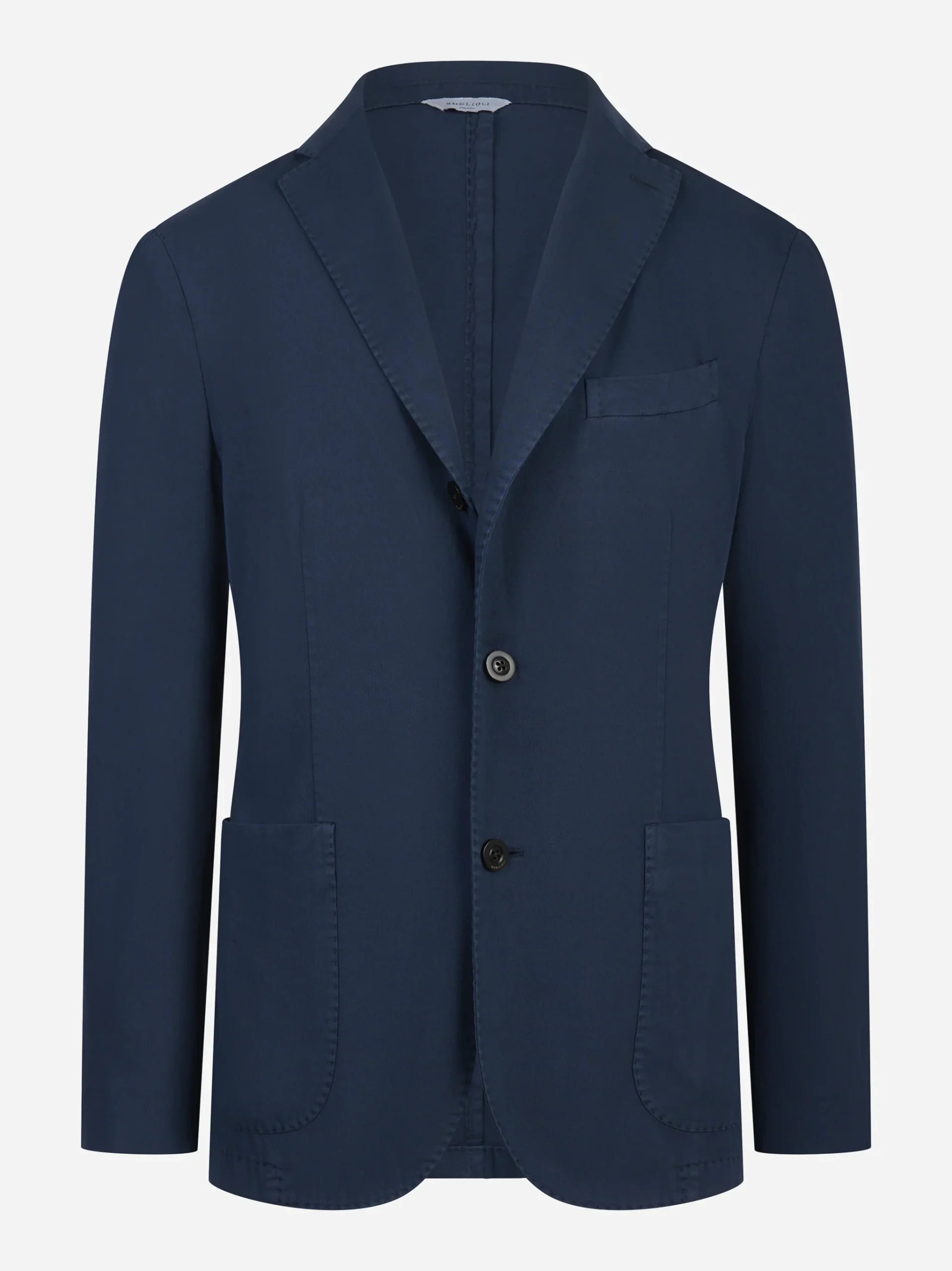 Blazer monopetto blu in cotone elasticizzato