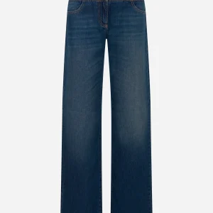 Pantalone in denim e crepe leggero Blu