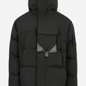 Giacca con cappuccio in eco chrome Grigio