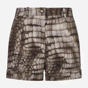 Shorts in jersey leggero con stampa alligatore