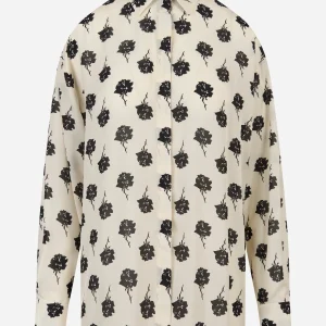 Camicia in viscosa con stampa floreale Bianca