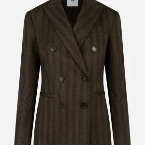 Blazer doppiopetto in lana herringbone Marrone