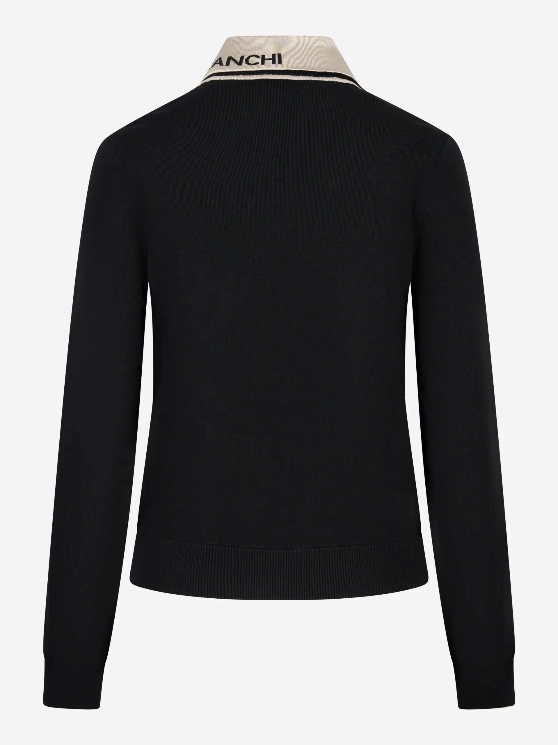 Giacca in maglia nera con bande in viscosa lucida - immagine 3