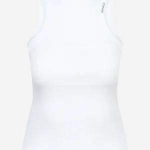 Canotta girocollo slim in costina di cotone bianca