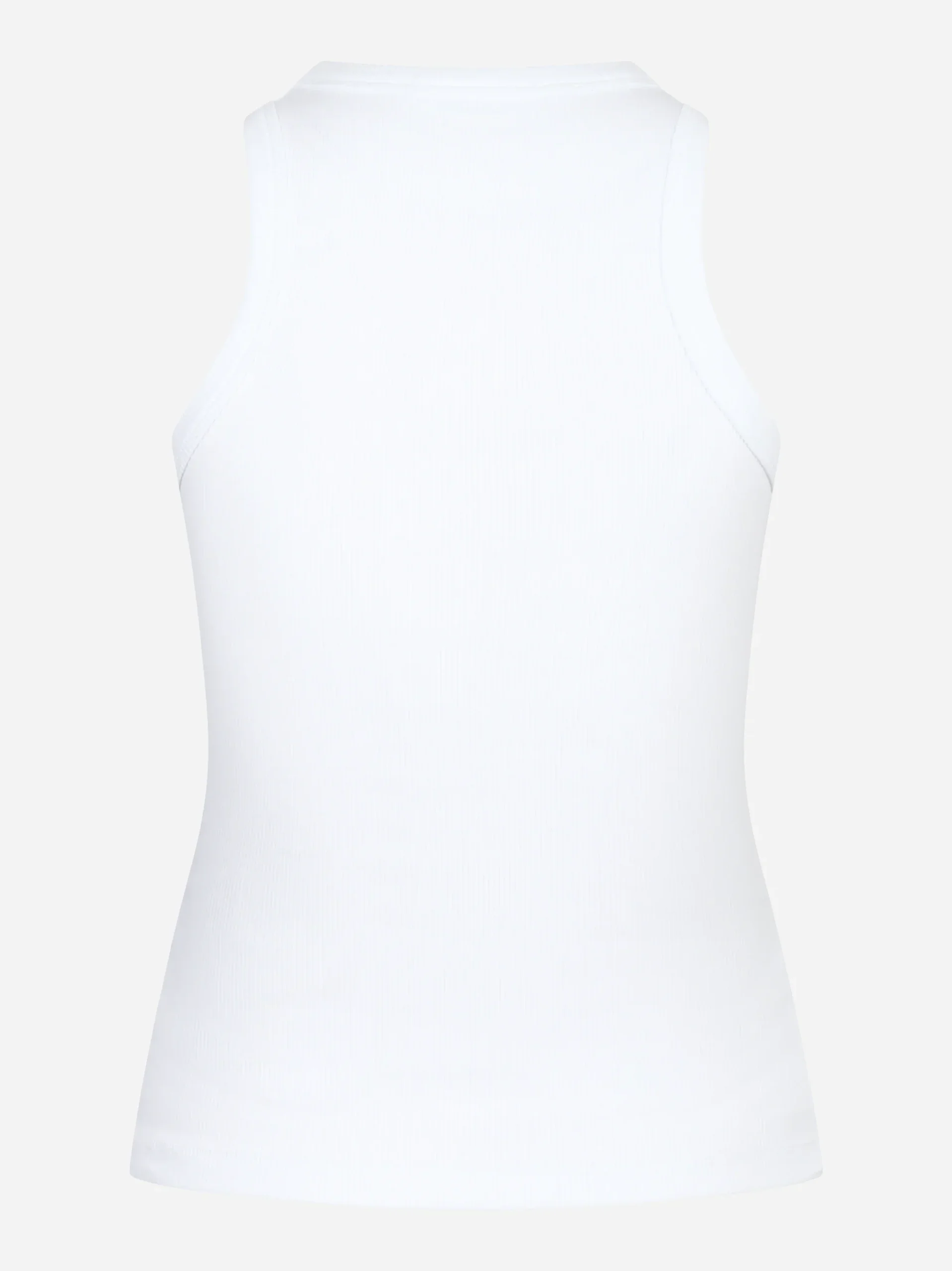 Canotta girocollo slim in costina di cotone bianca - immagine 3