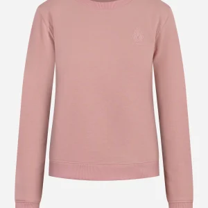 Felpa girocollo slim a maniche lunghe con logo ricamato sul petto Rosa