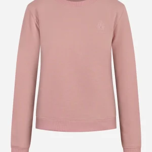 Felpa girocollo slim a maniche lunghe con logo ricamato sul petto Rosa