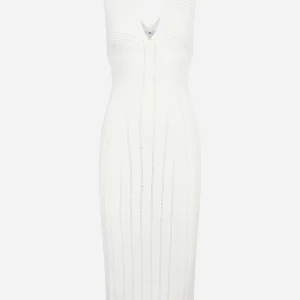 Abito bianco in maglia a jour