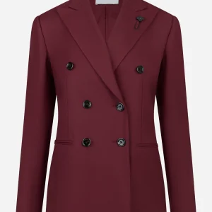 Blazer doppiopetto bordeaux in tela di lana stretch