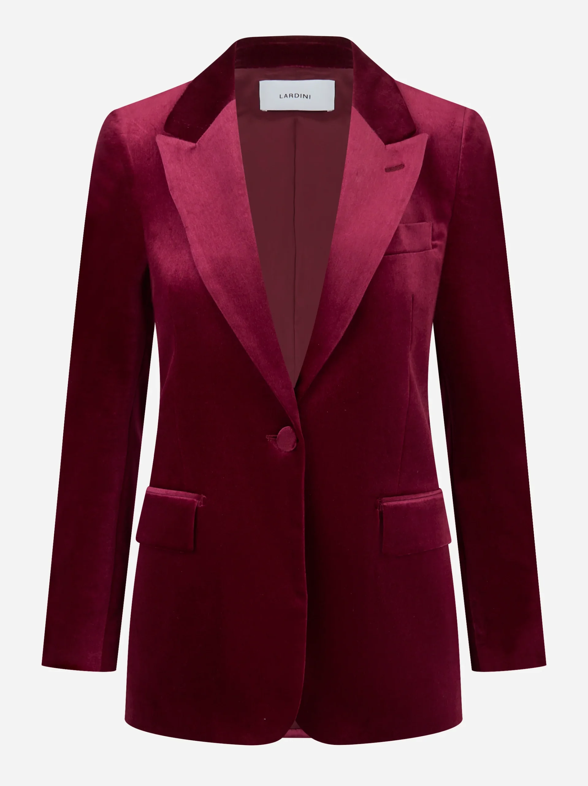 Blazer bordeaux con rever a lancia in velluto liscio - immagine 2