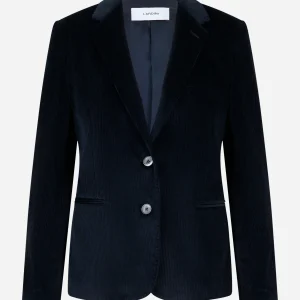 Blazer short blu in velluto a coste