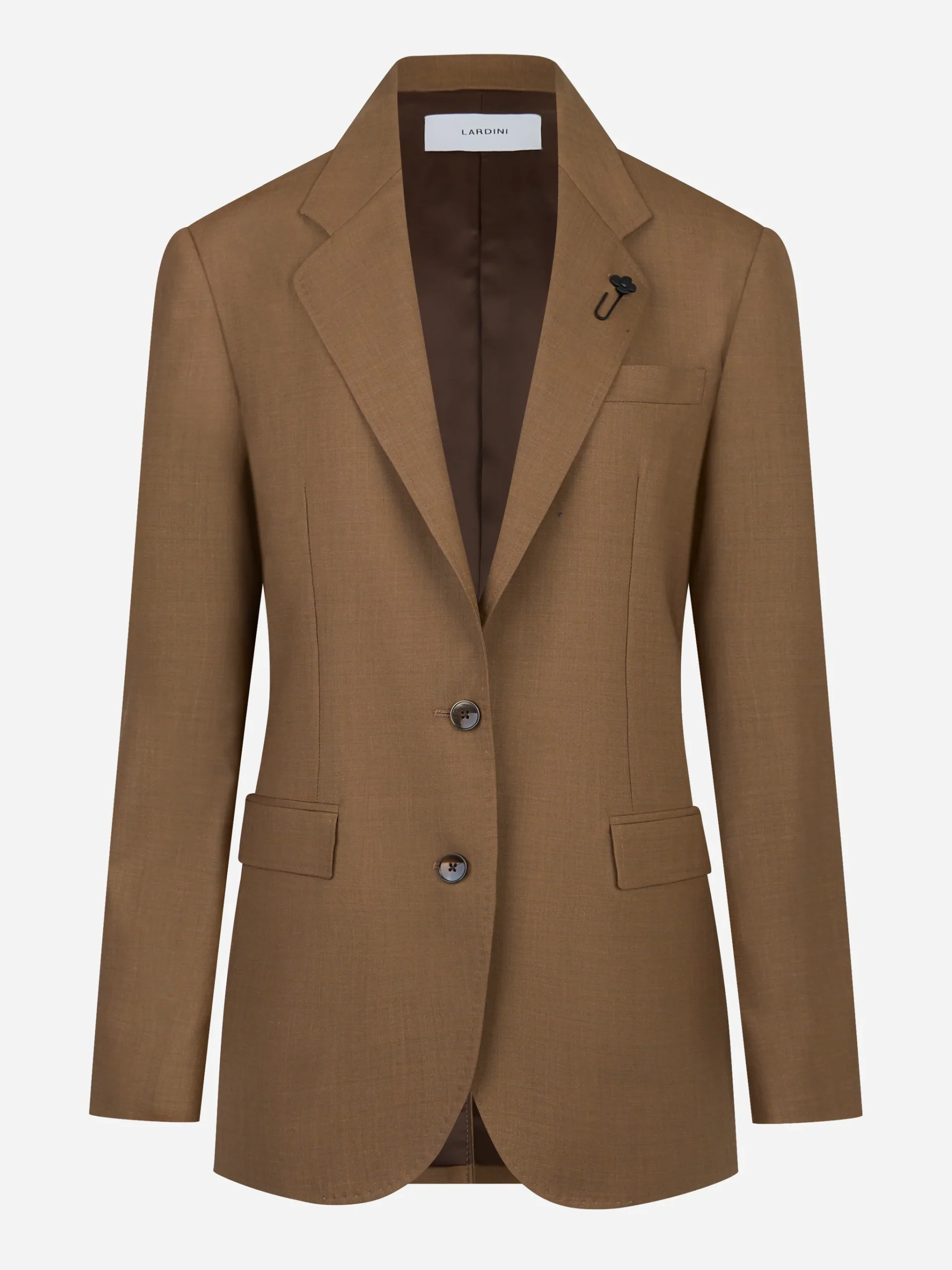 Blazer monopetto beige in tela di lana stretch - immagine 2