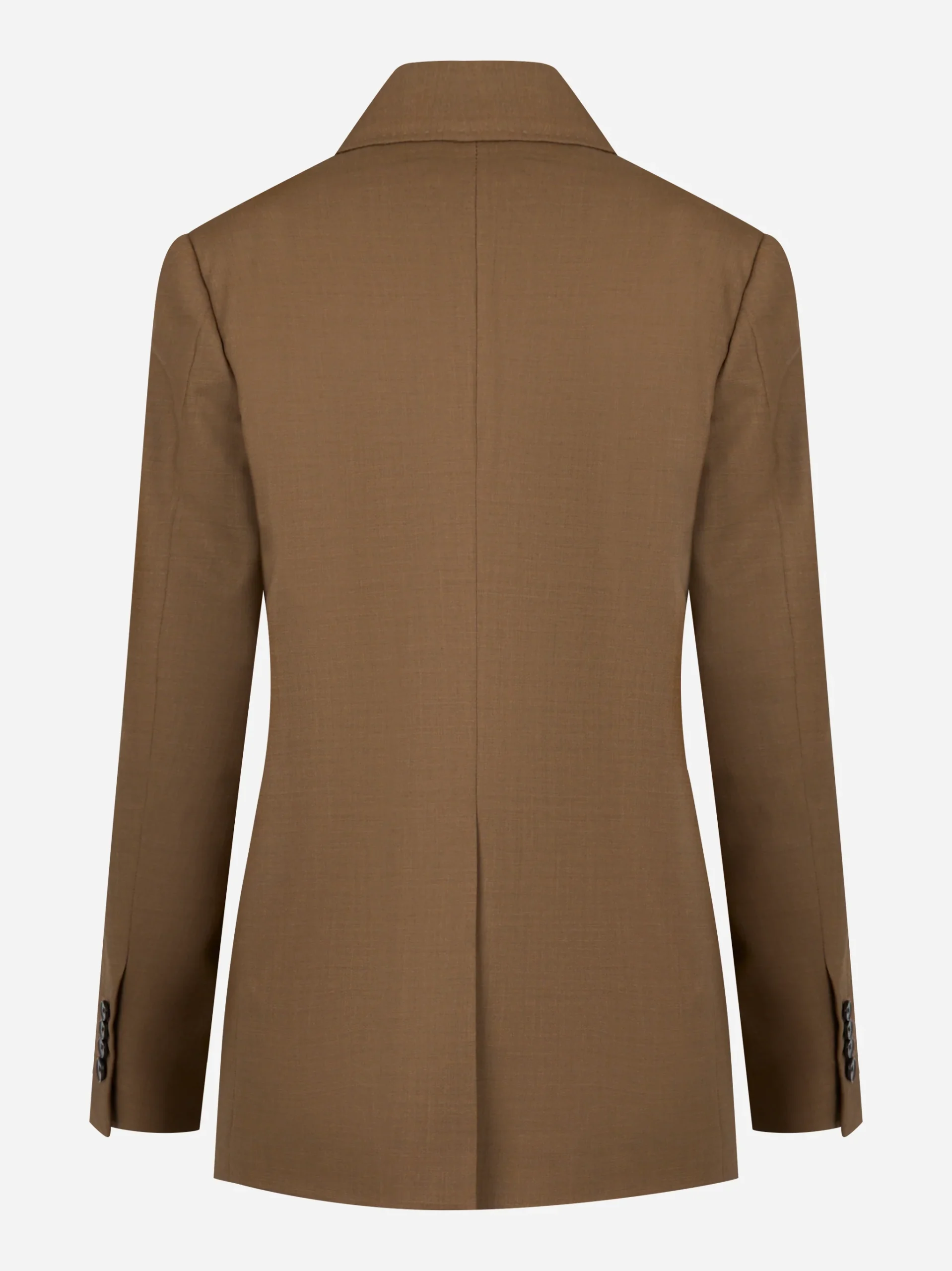 Blazer monopetto beige in tela di lana stretch - immagine 3