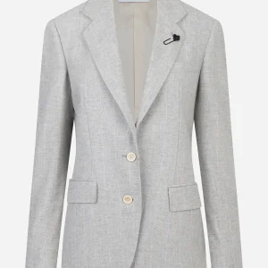 Blazer monopetto grigio in lana e cashmere