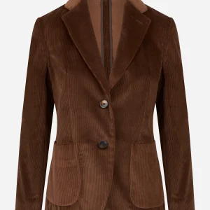 Blazer monopetto marrone in velluto a coste