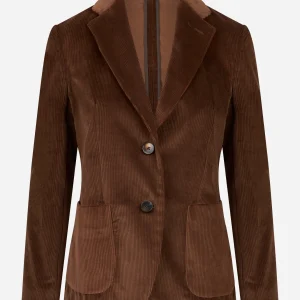 Blazer monopetto marrone in velluto a coste
