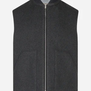 Gilet con zip in lana grigio