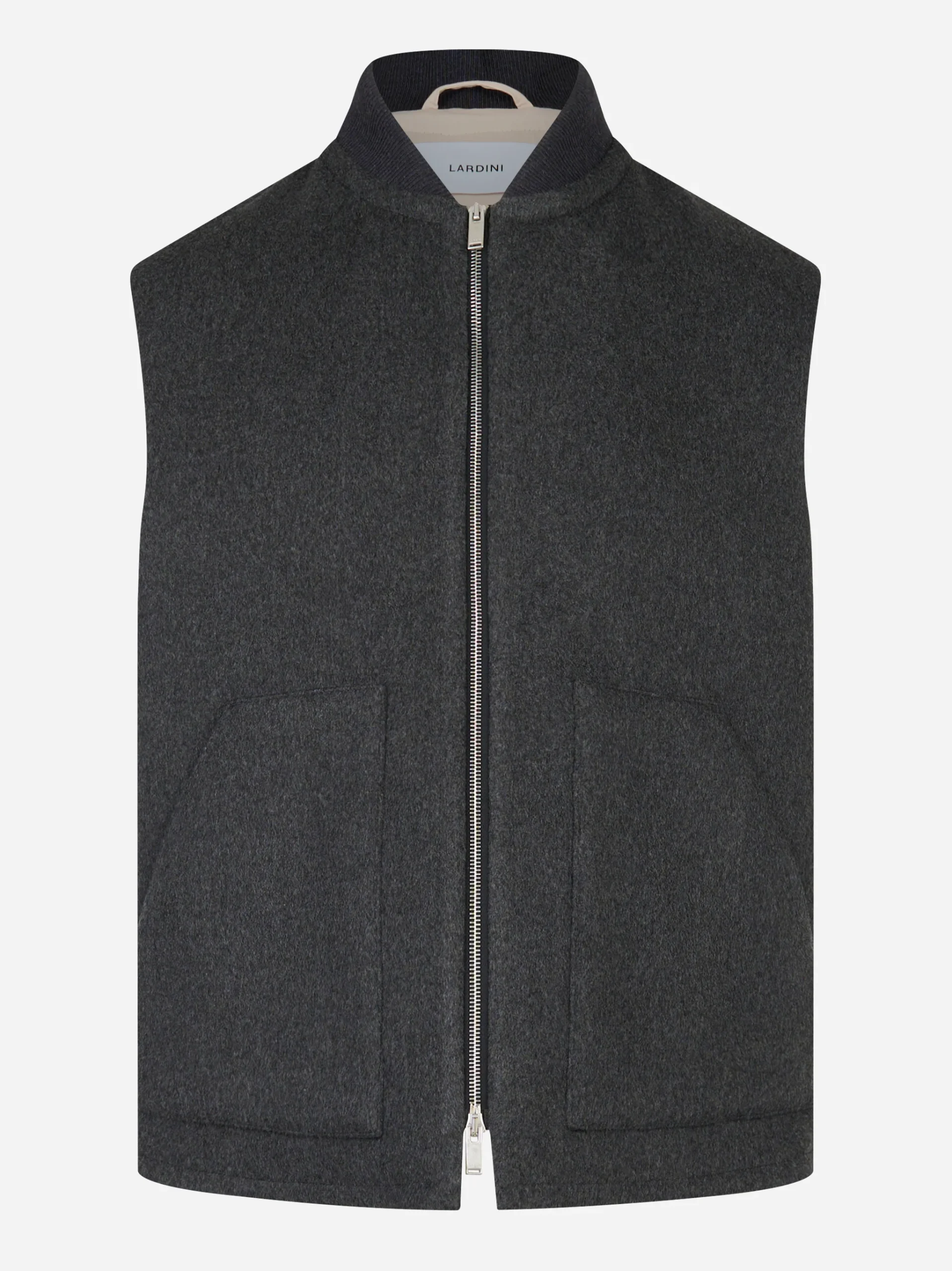 Gilet con zip in lana grigio