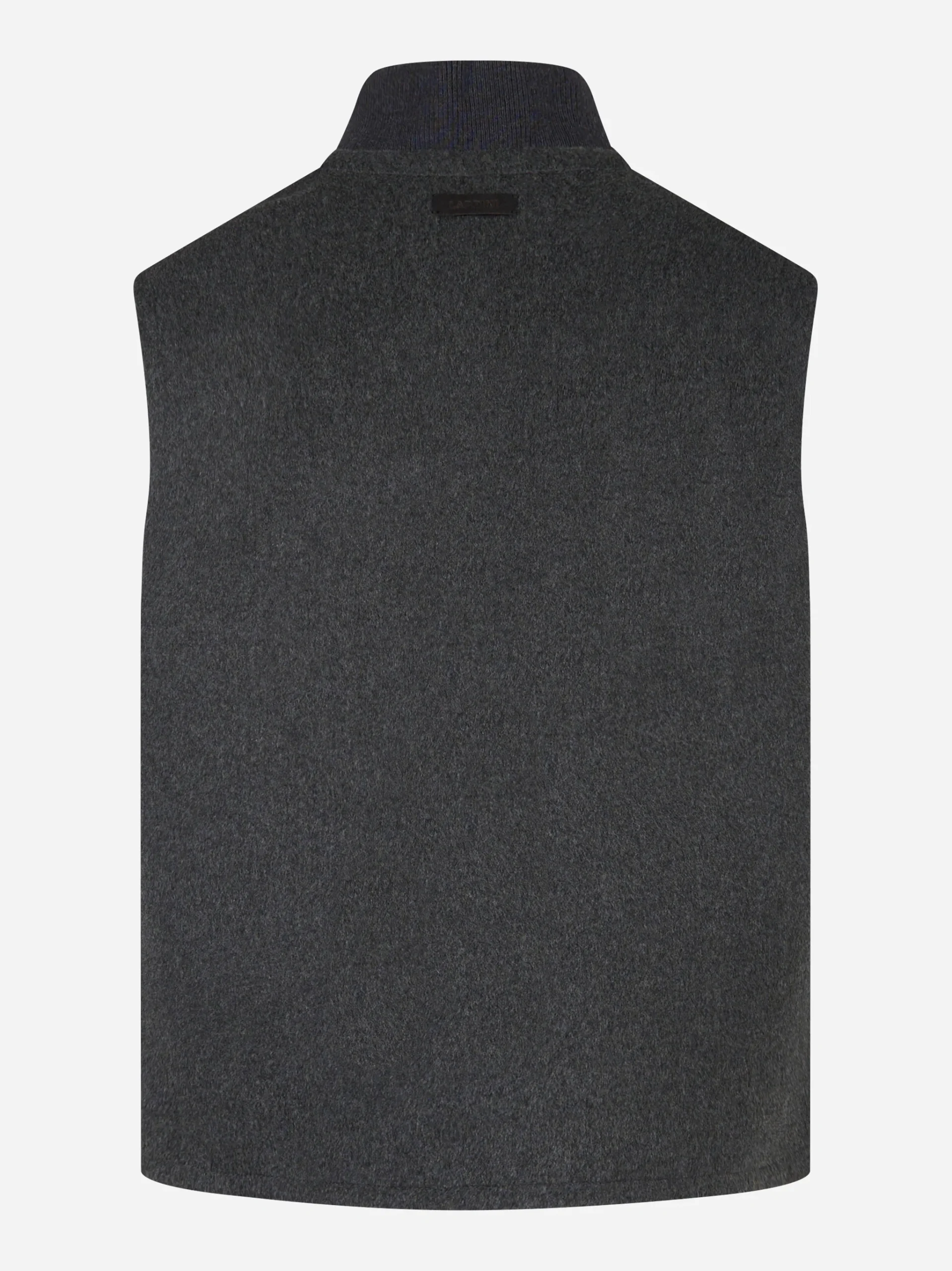 Gilet con zip in lana grigio - immagine 6