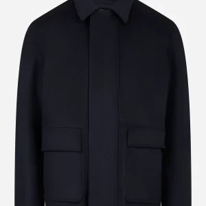 Giacca con zip nascosta in lana blu