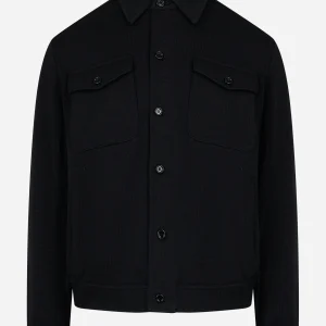 Bomber con colletto in maglia nera