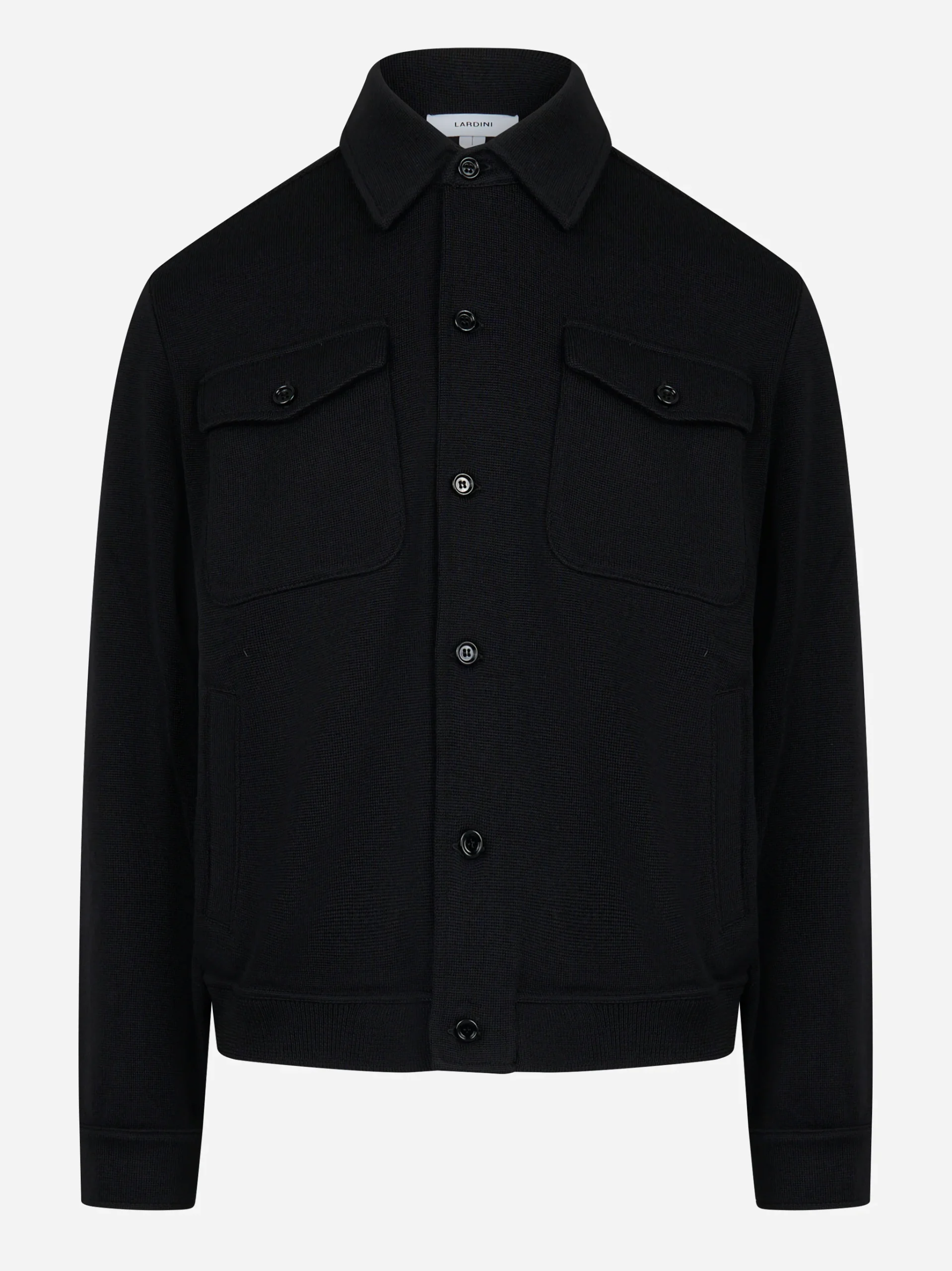 Bomber con colletto in maglia nera - immagine 2