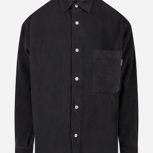 Camicia loose fit in velluto nero