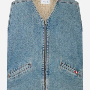 Gilet in denim con orsetto
