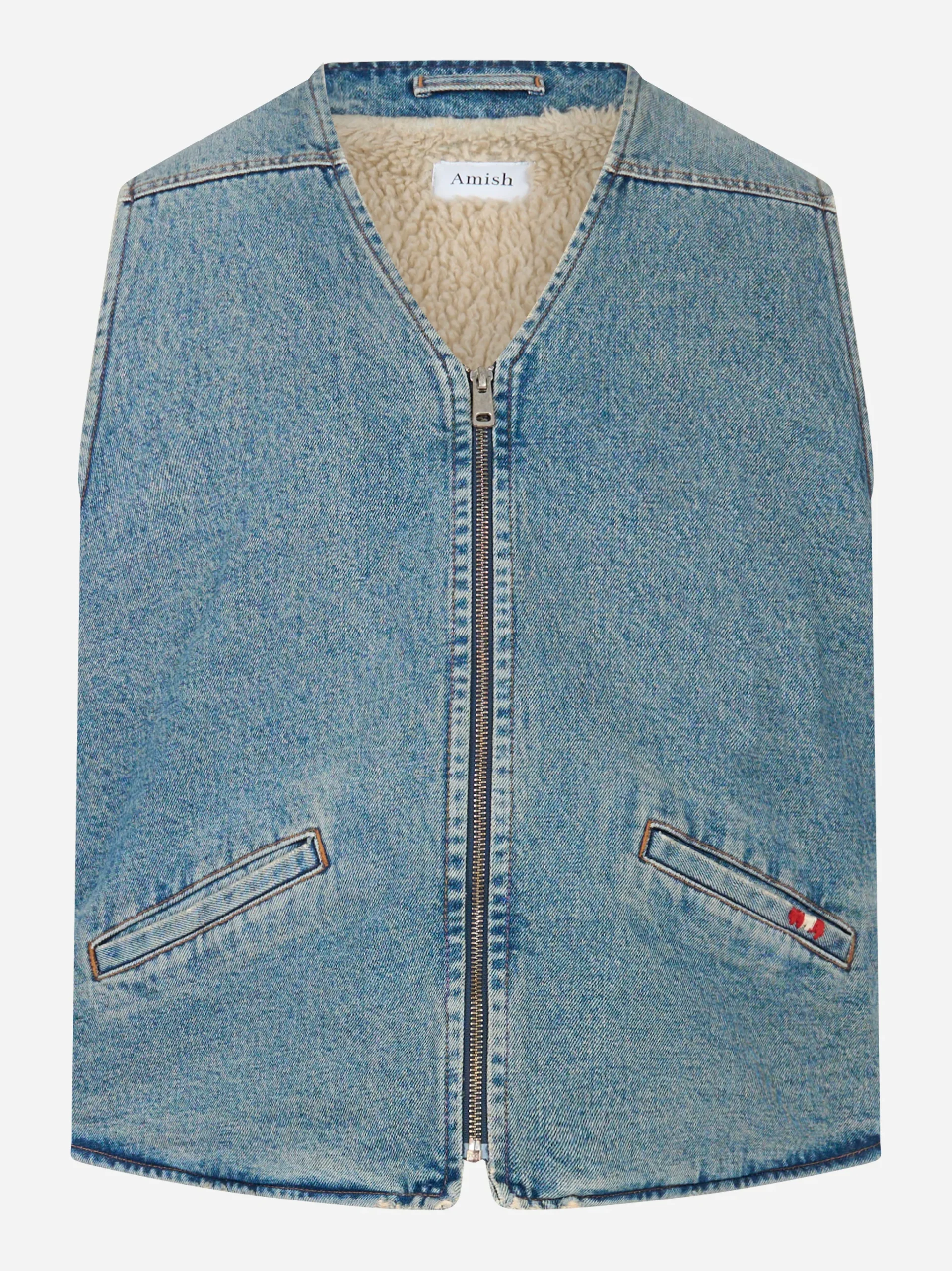 Gilet in denim con orsetto