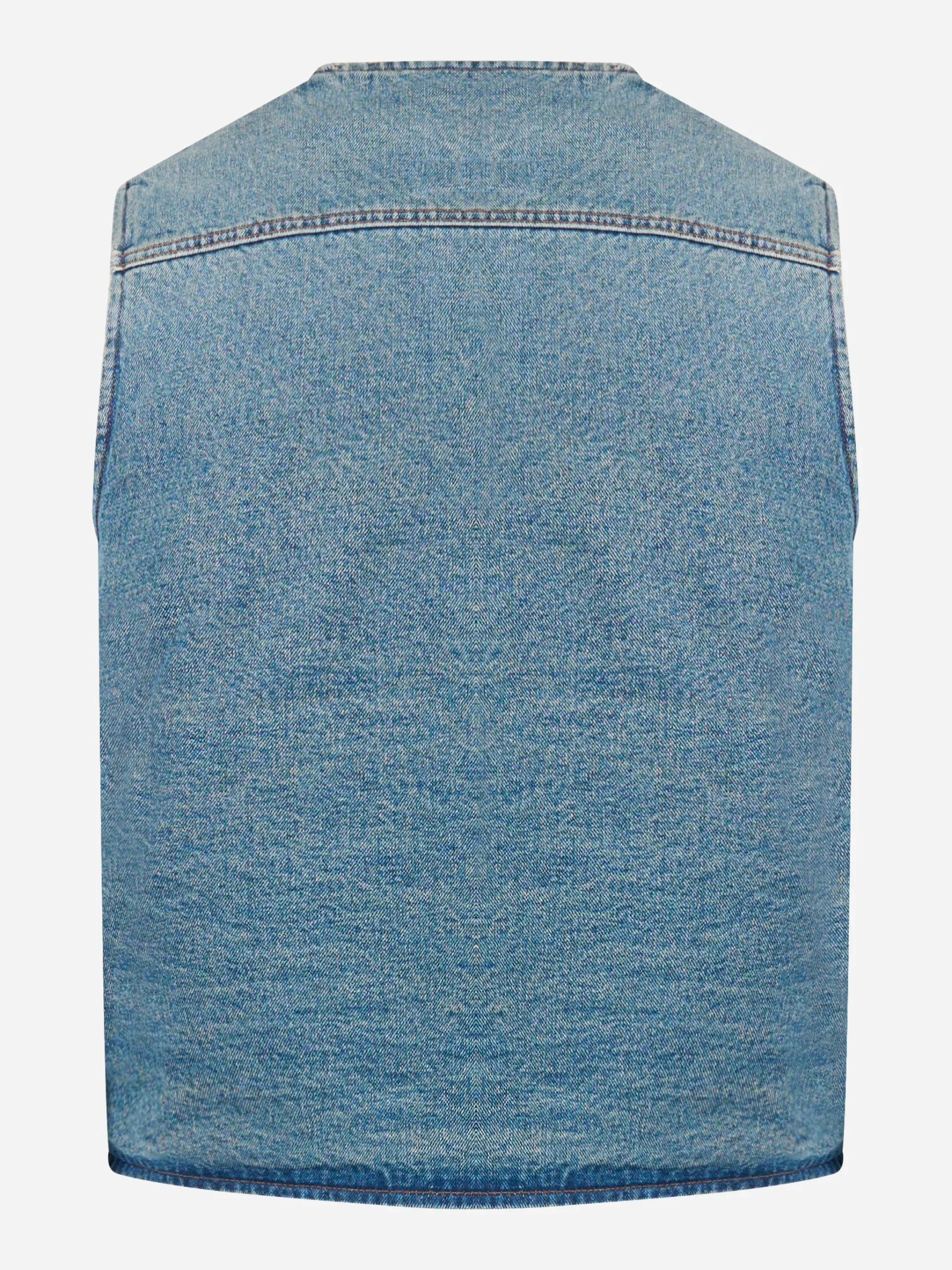 Gilet in denim con orsetto - immagine 6