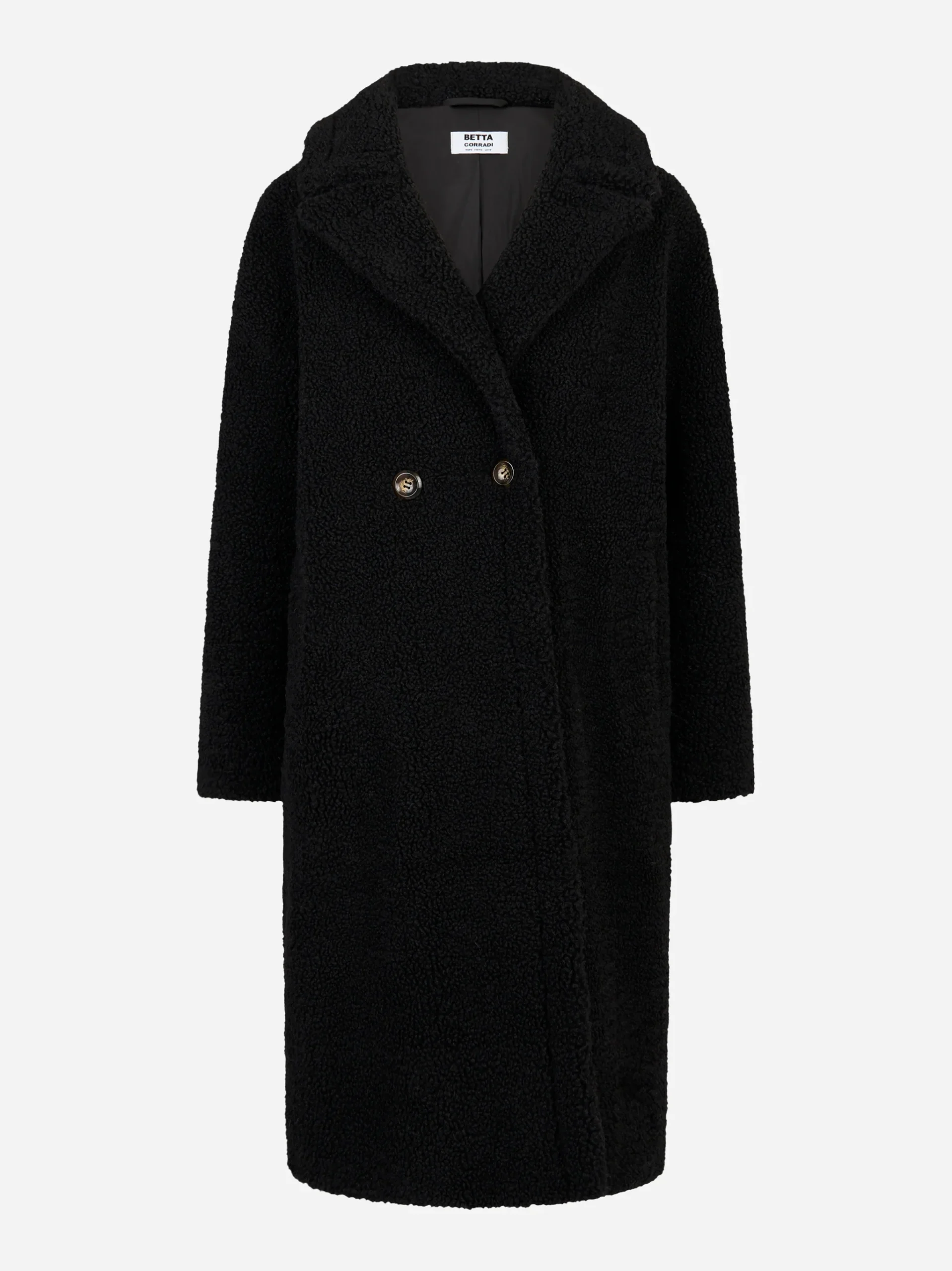 Cappotto doppiopetto nero in teddy