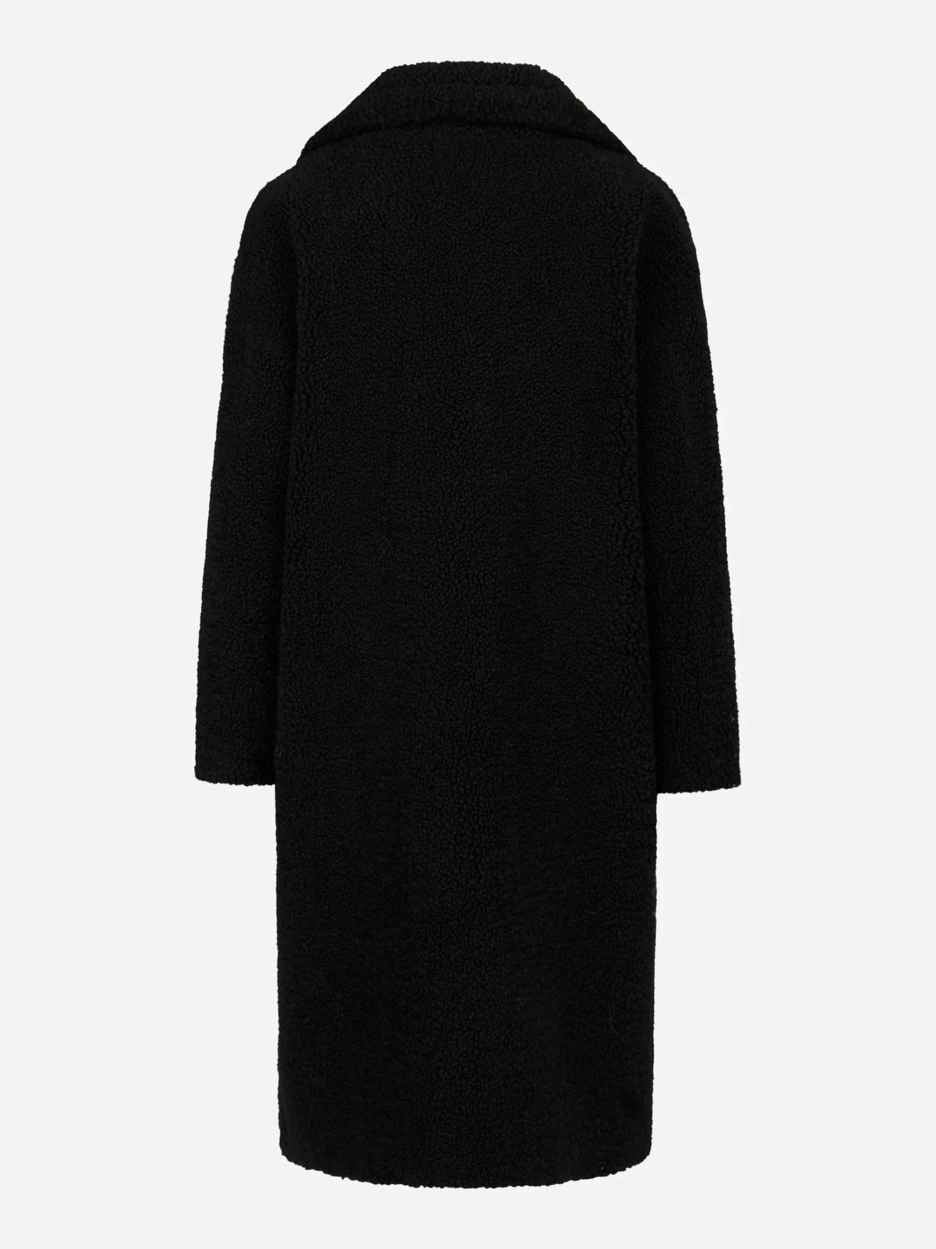 Cappotto doppiopetto nero in teddy - immagine 3