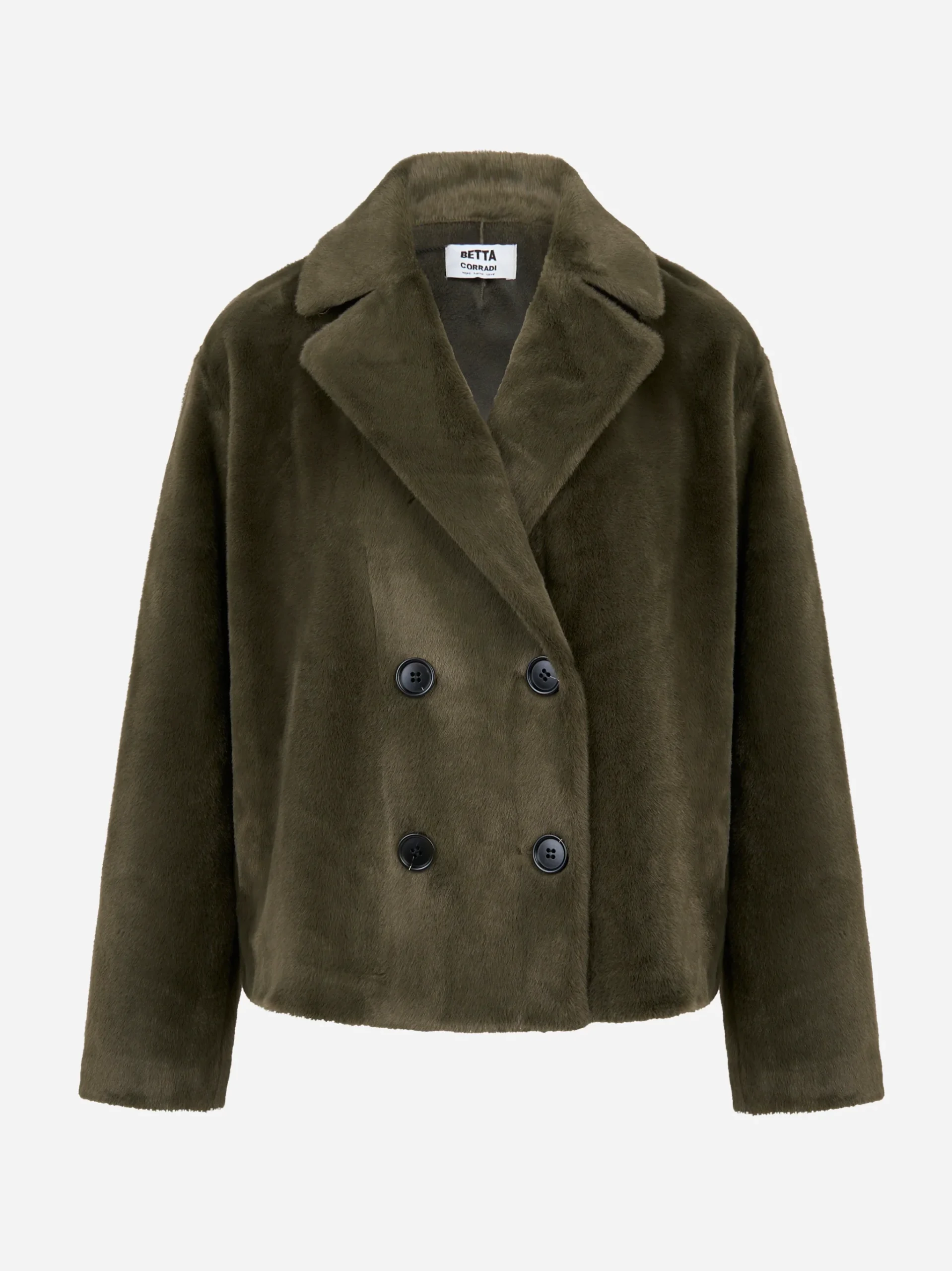 Caban doppiopetto verde in ecofur