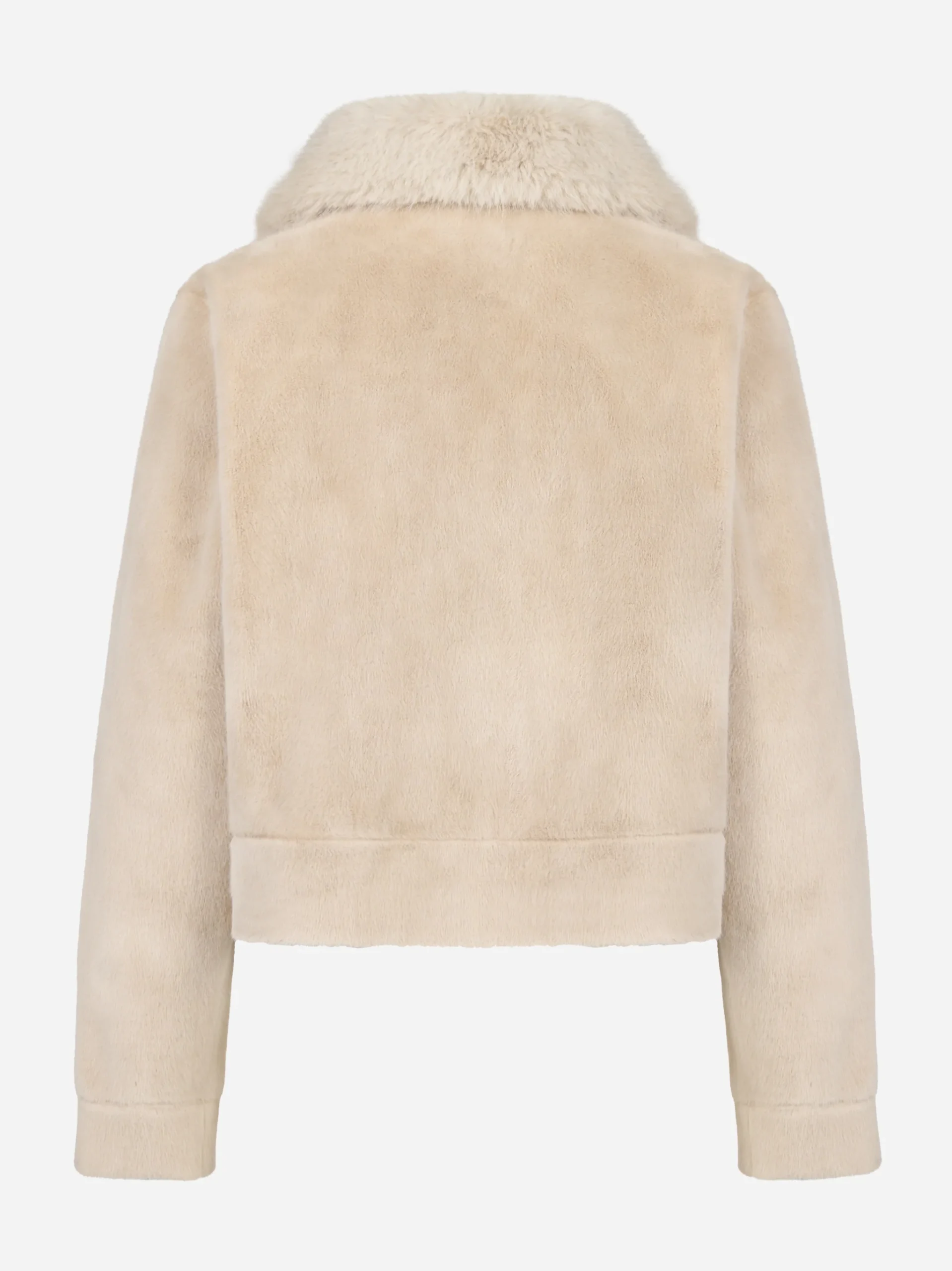 Giacca beige con taschini in ecofur - immagine 3