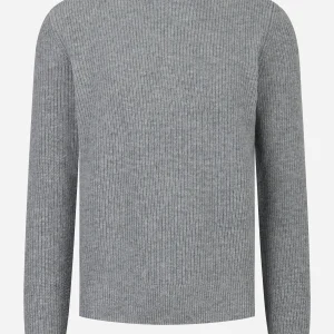 Maglia girocollo a coste grigia