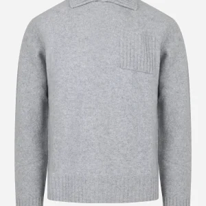 Maglia con colletto in lana Grigia