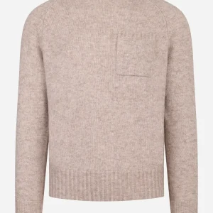 Maglia girocollo con tasca applicata Beige