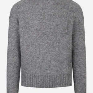 Maglia girocollo con tasca applicata Grigio